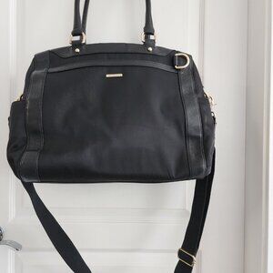 Rebecca Minkoff Black Knocked Up Black Nylon/Leather Diaper Bag with gold hardwa